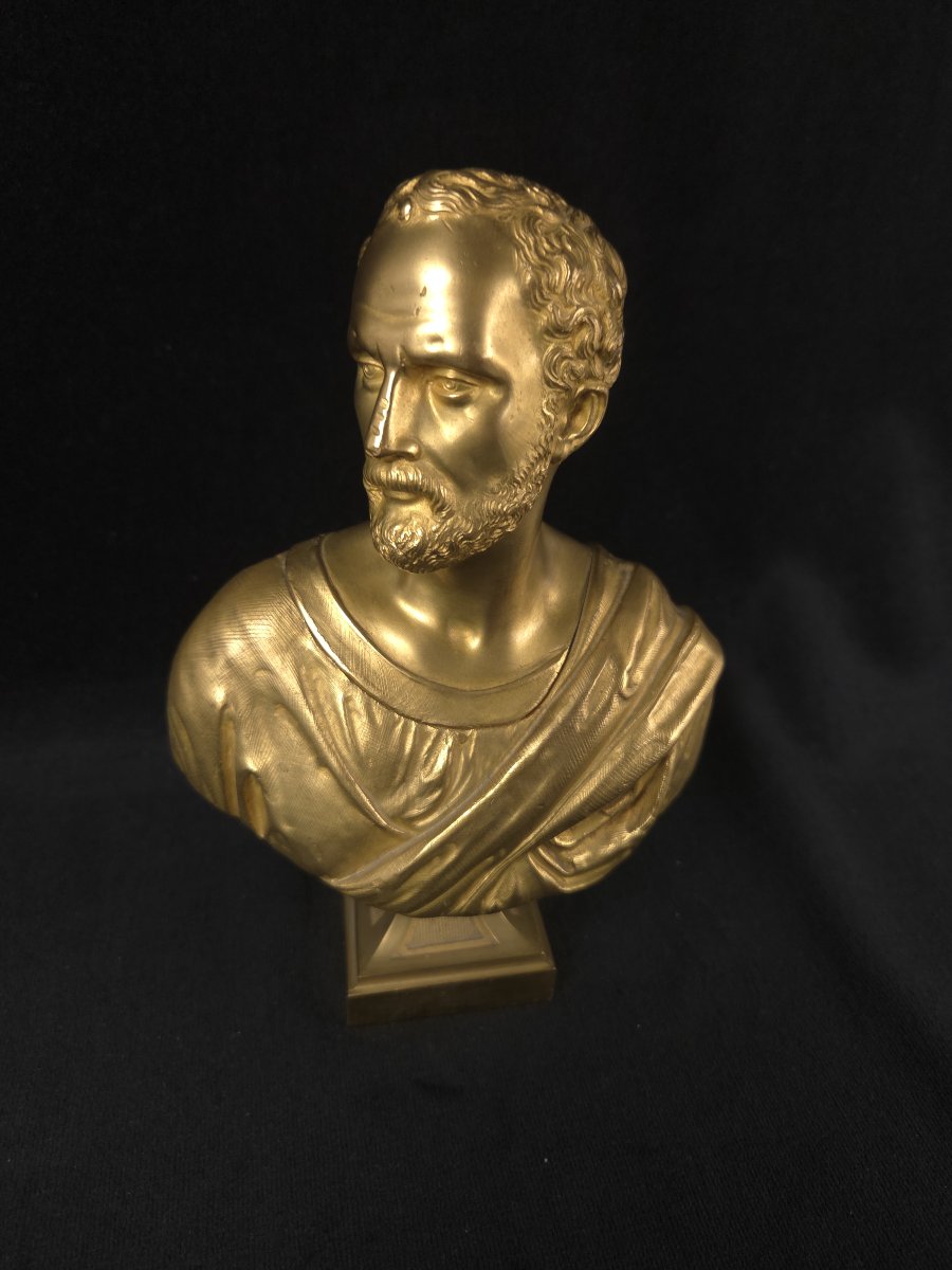 Bronze Bust Of Demosthenes—ancient Orator (19th Century)-photo-2