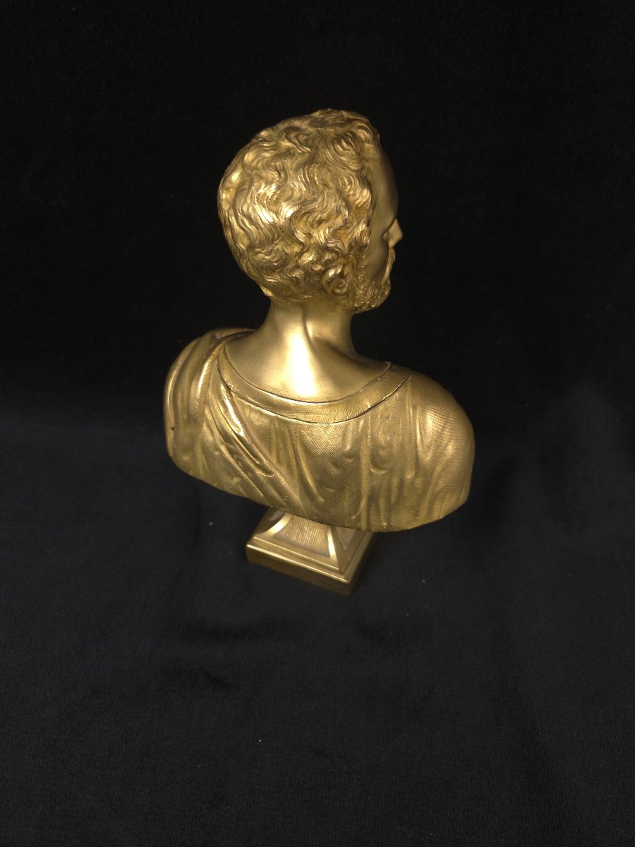 Bronze Bust Of Demosthenes—ancient Orator (19th Century)-photo-4