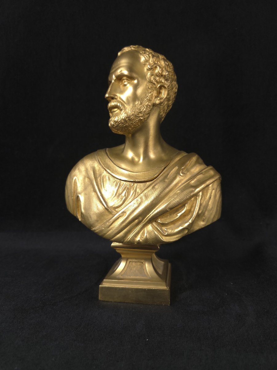 Bronze Bust Of Demosthenes—ancient Orator (19th Century)