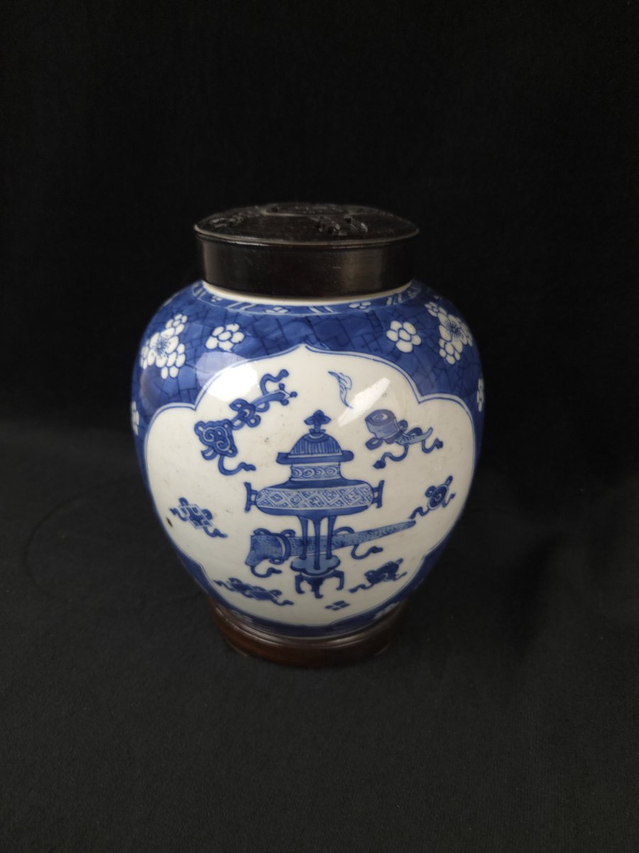 Ovoid Ginger Jar Made Of Chinese Blue Porcelain—19th Century