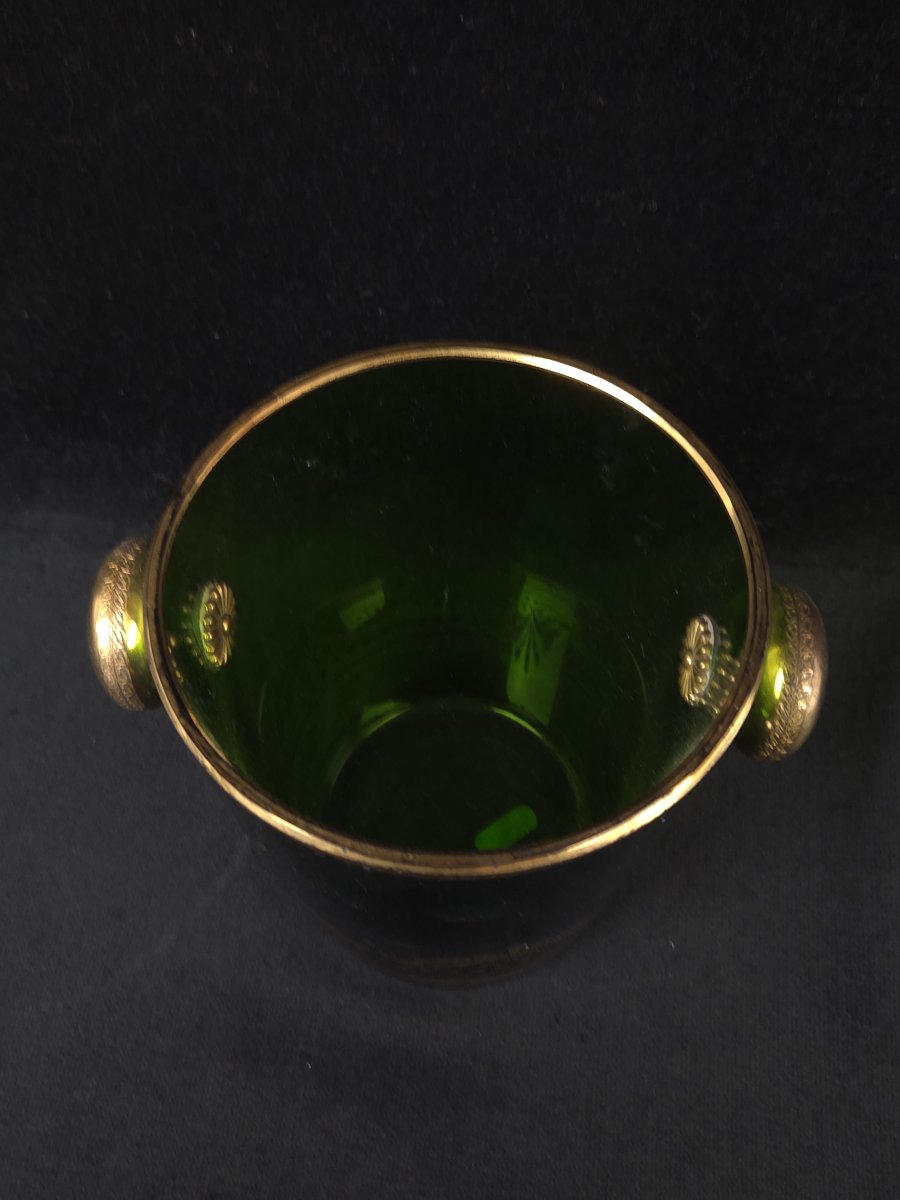 Green Crystal Ice Bucket - 19th Century-photo-1