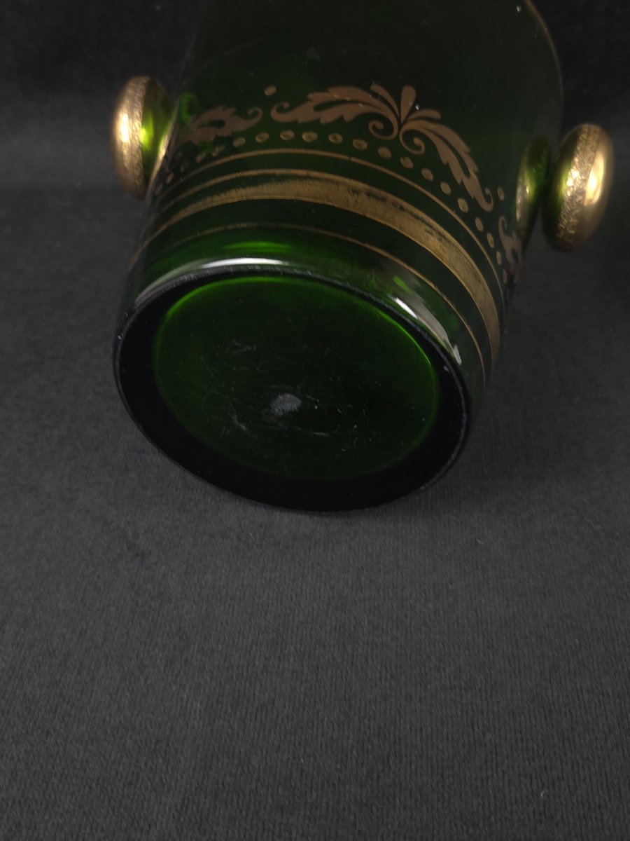 Green Crystal Ice Bucket - 19th Century-photo-2