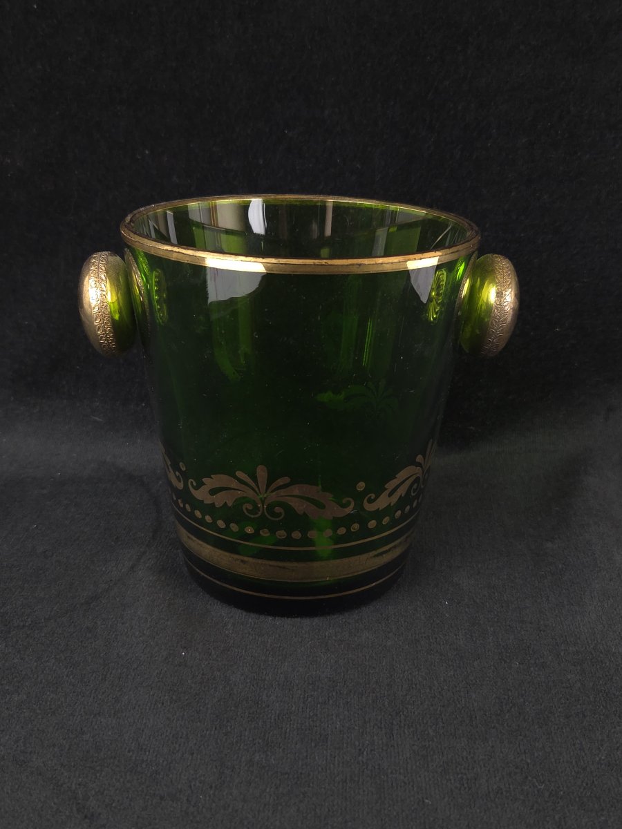 Green Crystal Ice Bucket - 19th Century