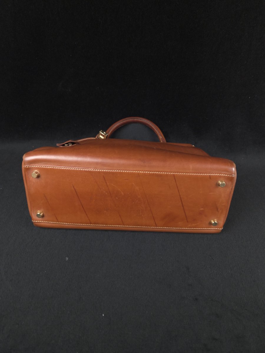 Hermès Paris - Kelly 32 Bag In Brown/gold Box Calfskin -photo-8