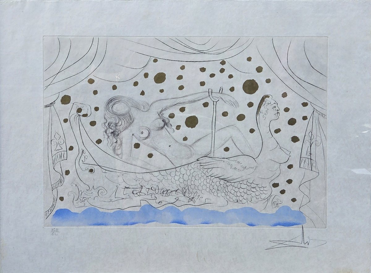 Salvador Dali (1904-1989) - Gravure originale à la pointe sèche - Nu au bain -photo-2