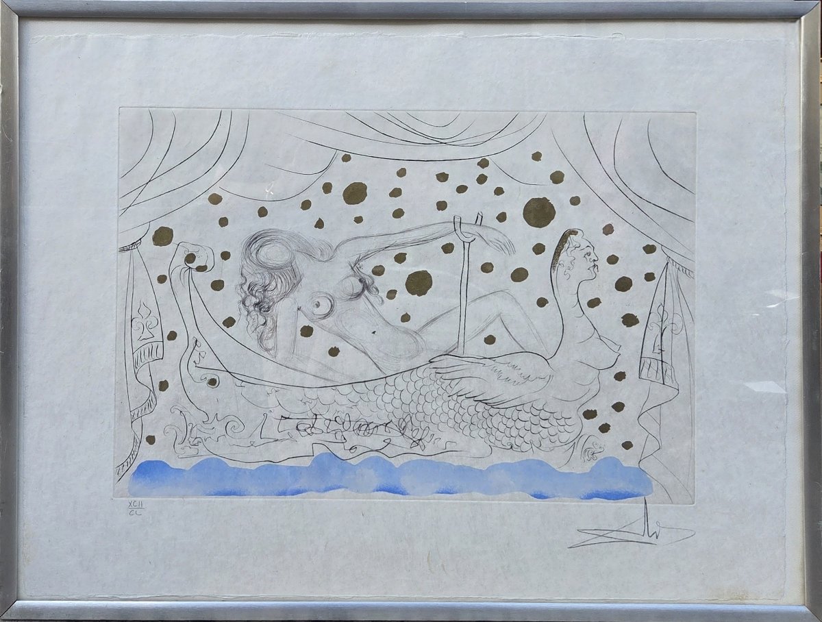 Salvador Dali (1904-1989) - Gravure originale à la pointe sèche - Nu au bain -photo-3