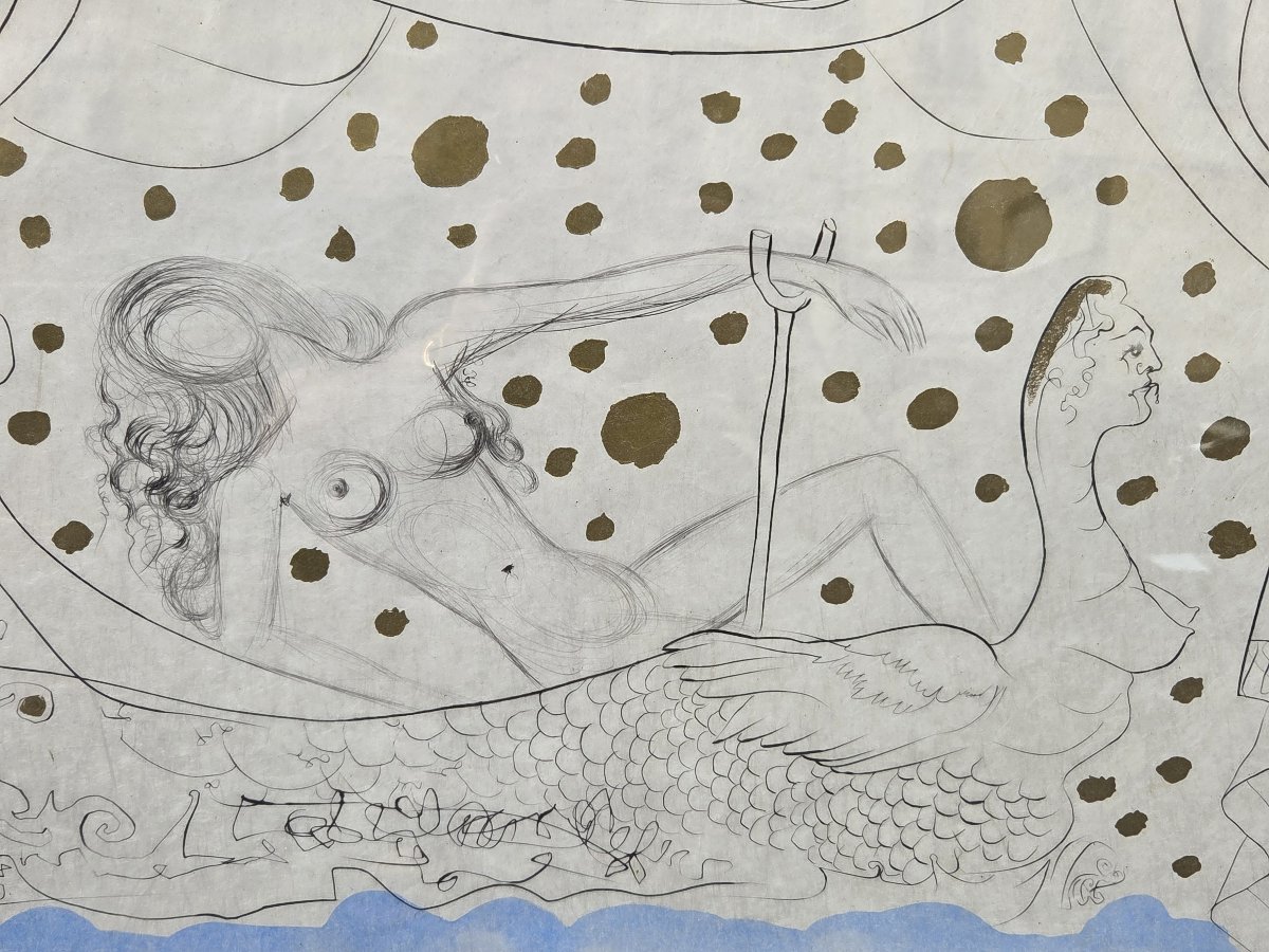 Salvador Dali (1904-1989) - Gravure originale à la pointe sèche - Nu au bain -photo-4
