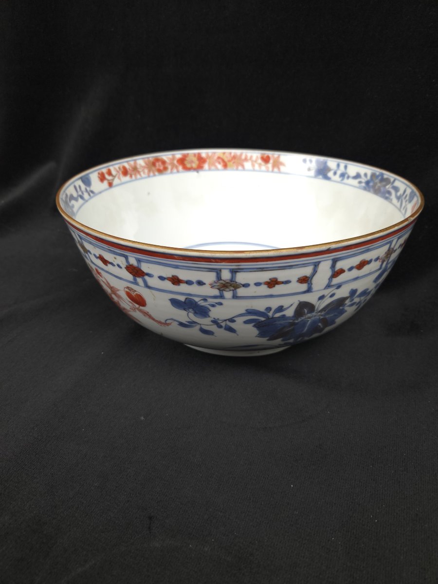 Grande coupe en porcelaine Imari à décor de fleurs - Japon (XIXe siècle)-photo-2
