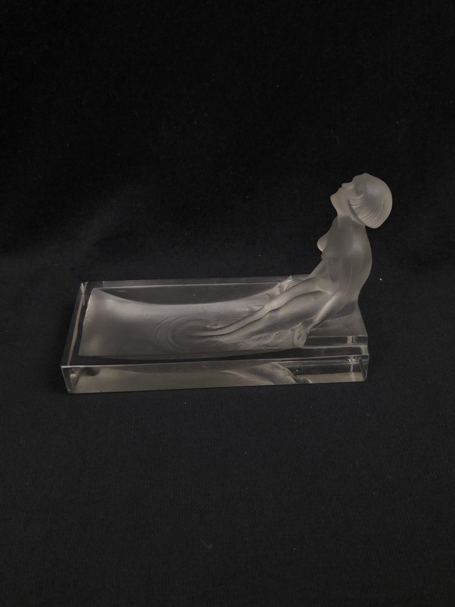 Glass Trinket Dish - "naïade Au Bain" - Signed Peyre - Circa 1930