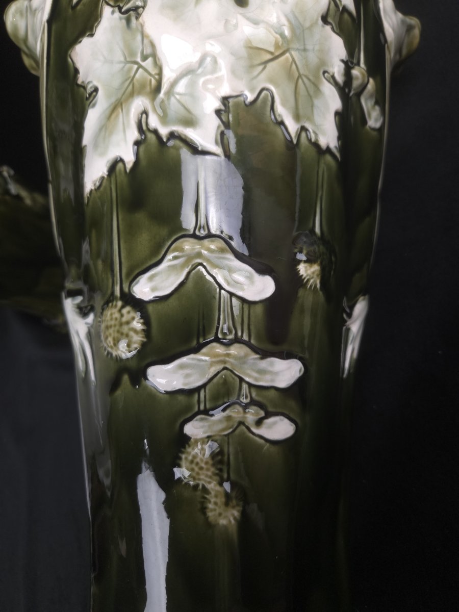 From Bruyn To Fives-lille - Pair Of Art Nouveau Vases Made Of Slip (20th Century)-photo-3