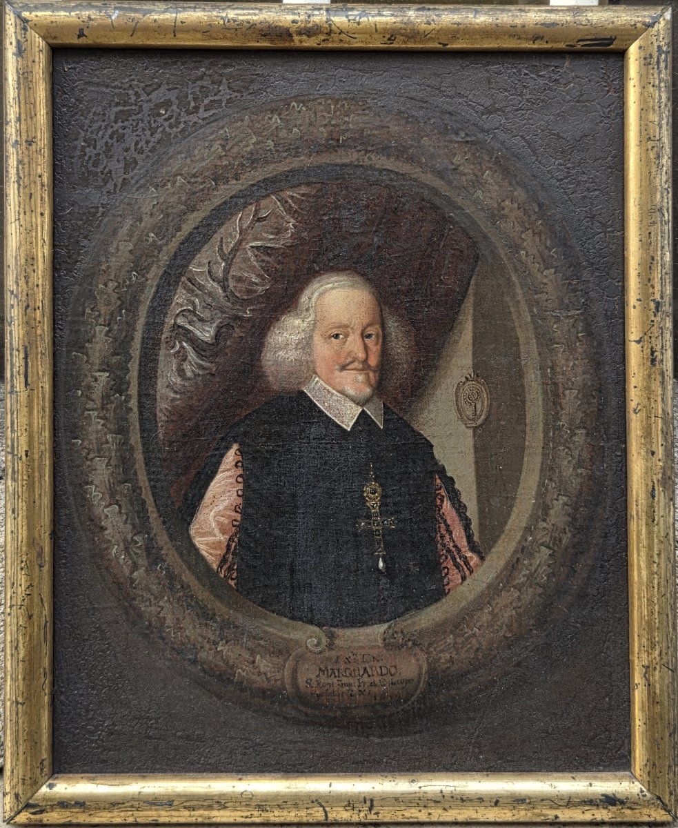 Oil On Canvas, Mounted On Board—portrait Of Marquard Schenk Von Castell—german School (18th Century)-photo-2