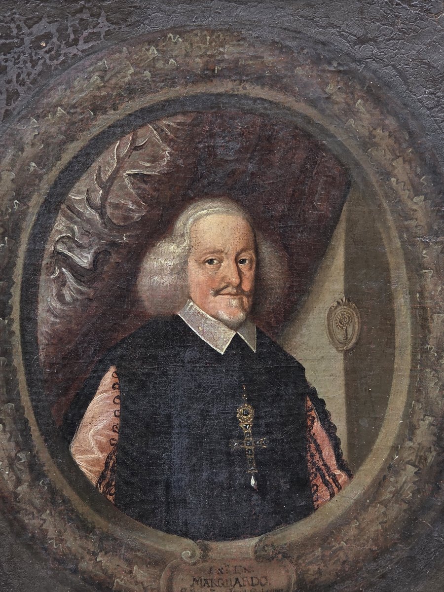 Oil On Canvas, Mounted On Board—portrait Of Marquard Schenk Von Castell—german School (18th Century)-photo-3