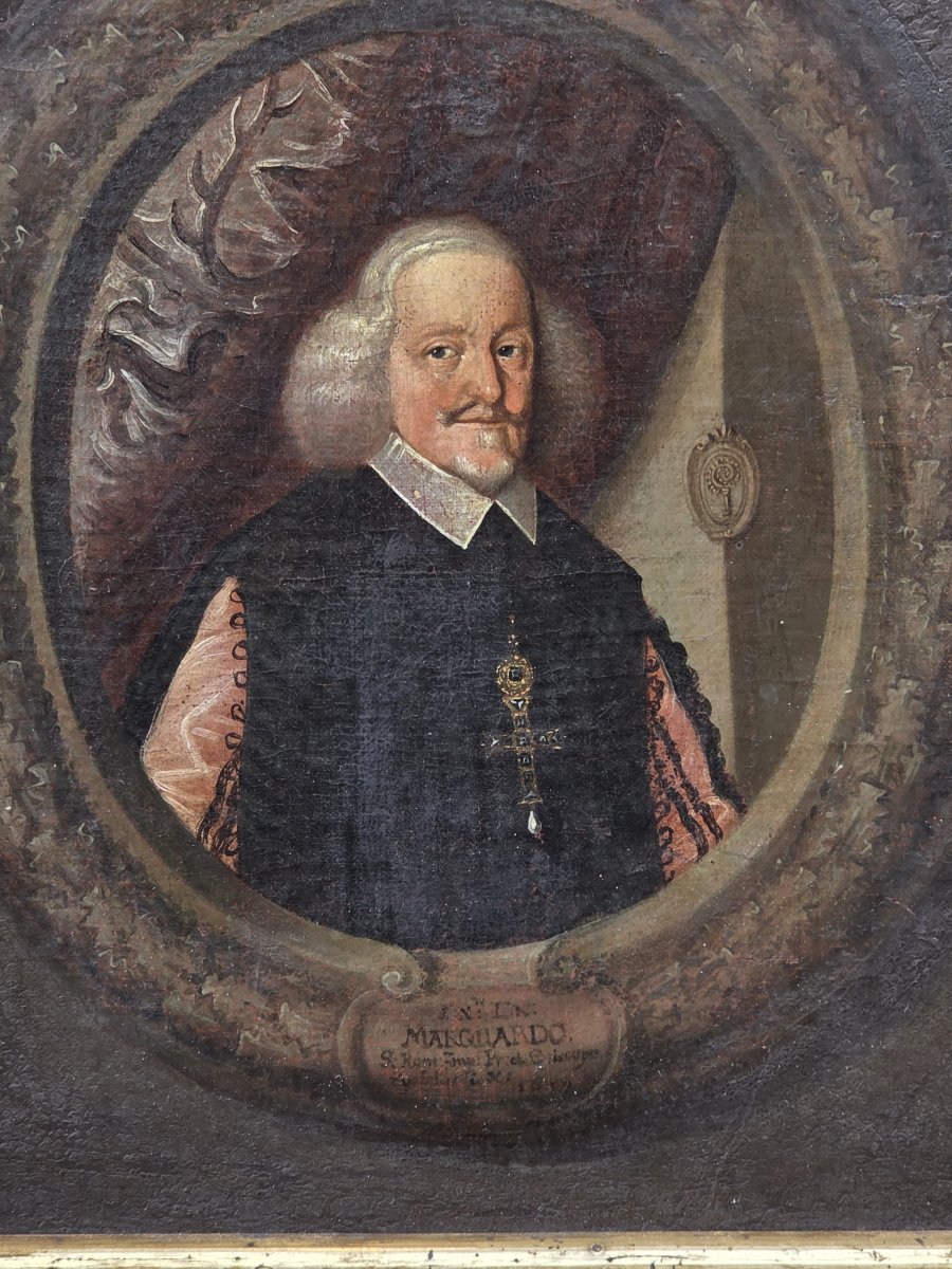Oil On Canvas, Mounted On Board—portrait Of Marquard Schenk Von Castell—german School (18th Century)-photo-4