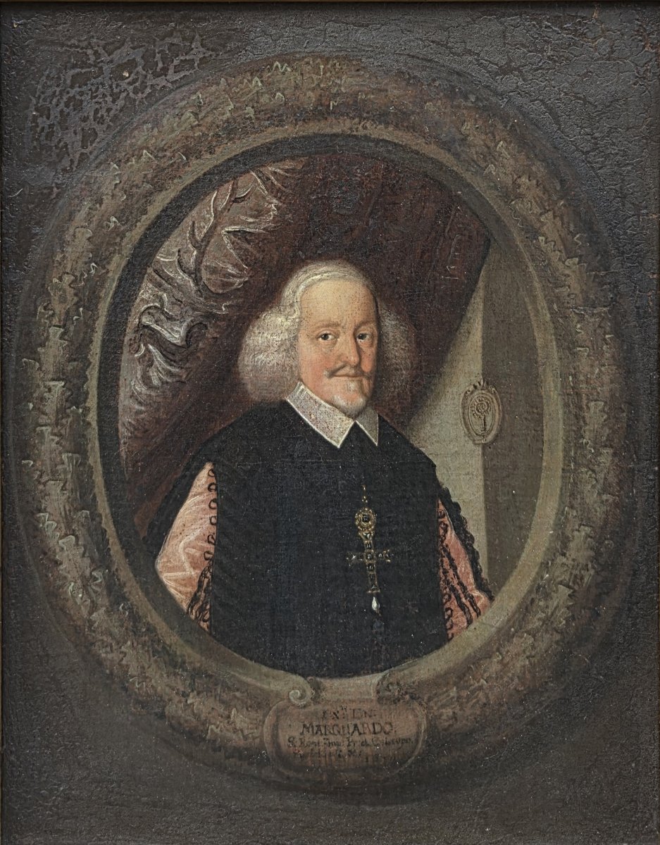 Oil On Canvas, Mounted On Board—portrait Of Marquard Schenk Von Castell—german School (18th Century)