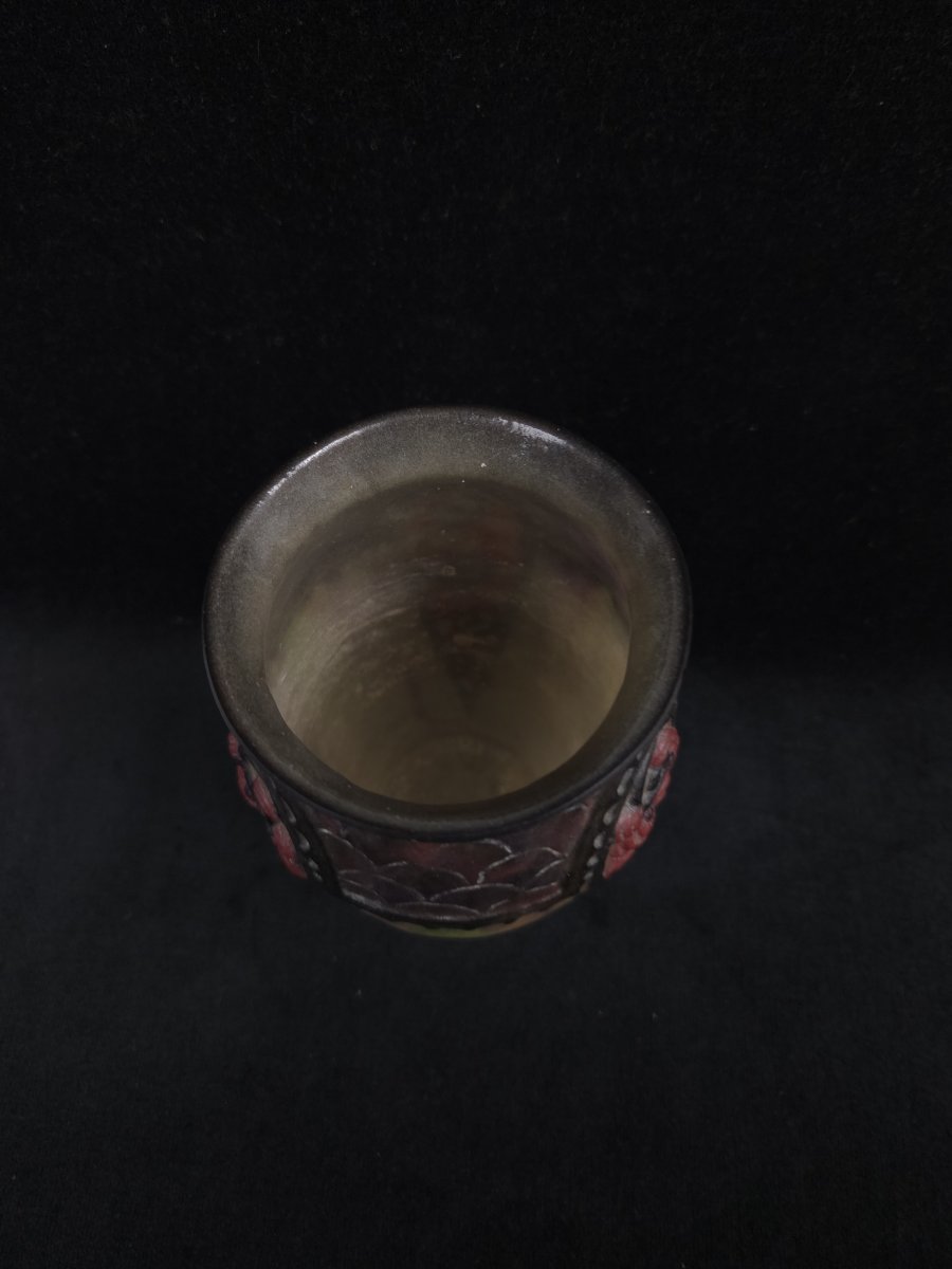 Gabriel Argy-Rousseau (1885-1953) - Vase art déco en pâte de verre - Primevères-photo-2