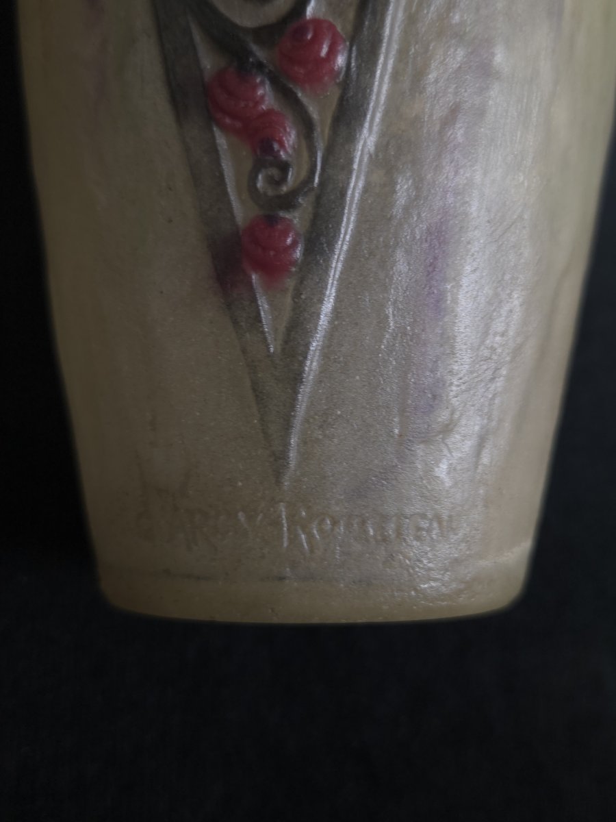 Gabriel Argy-Rousseau (1885-1953) - Vase art déco en pâte de verre - Primevères-photo-5
