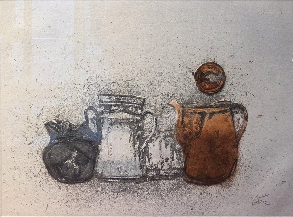 César (1921-1998) - Estampe en relief - Nature morte aux cafetières