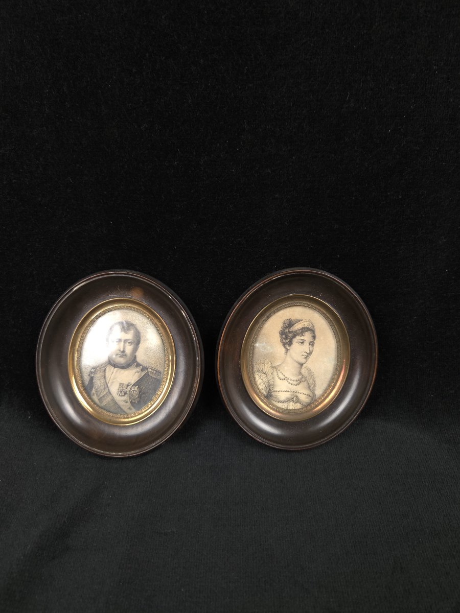Paire de portraits miniatures - Napoléon Ier et Marie-Louise (XIXe siècle)-photo-2