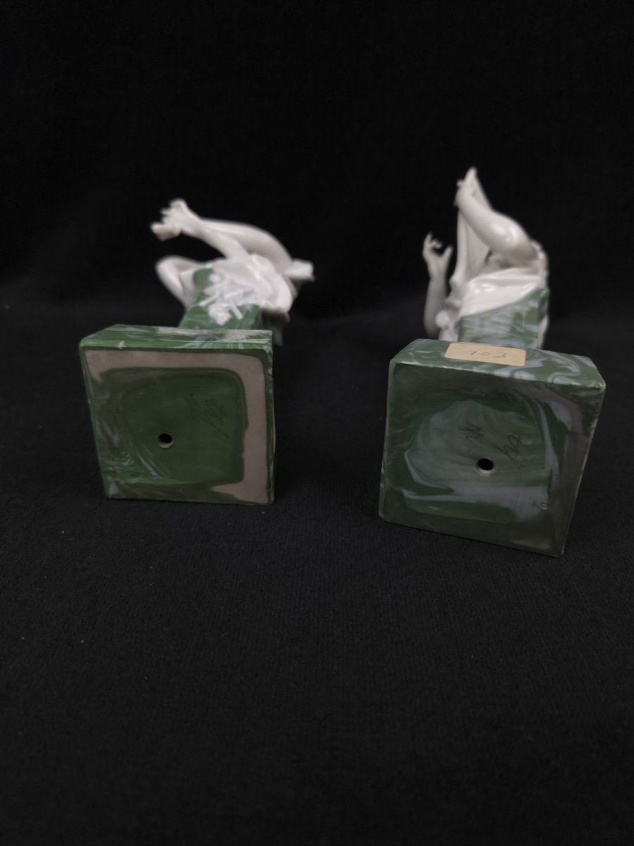 Pair Of Porcelain Figurines—the Muses Of Music And Poetry (20th Century)-photo-1