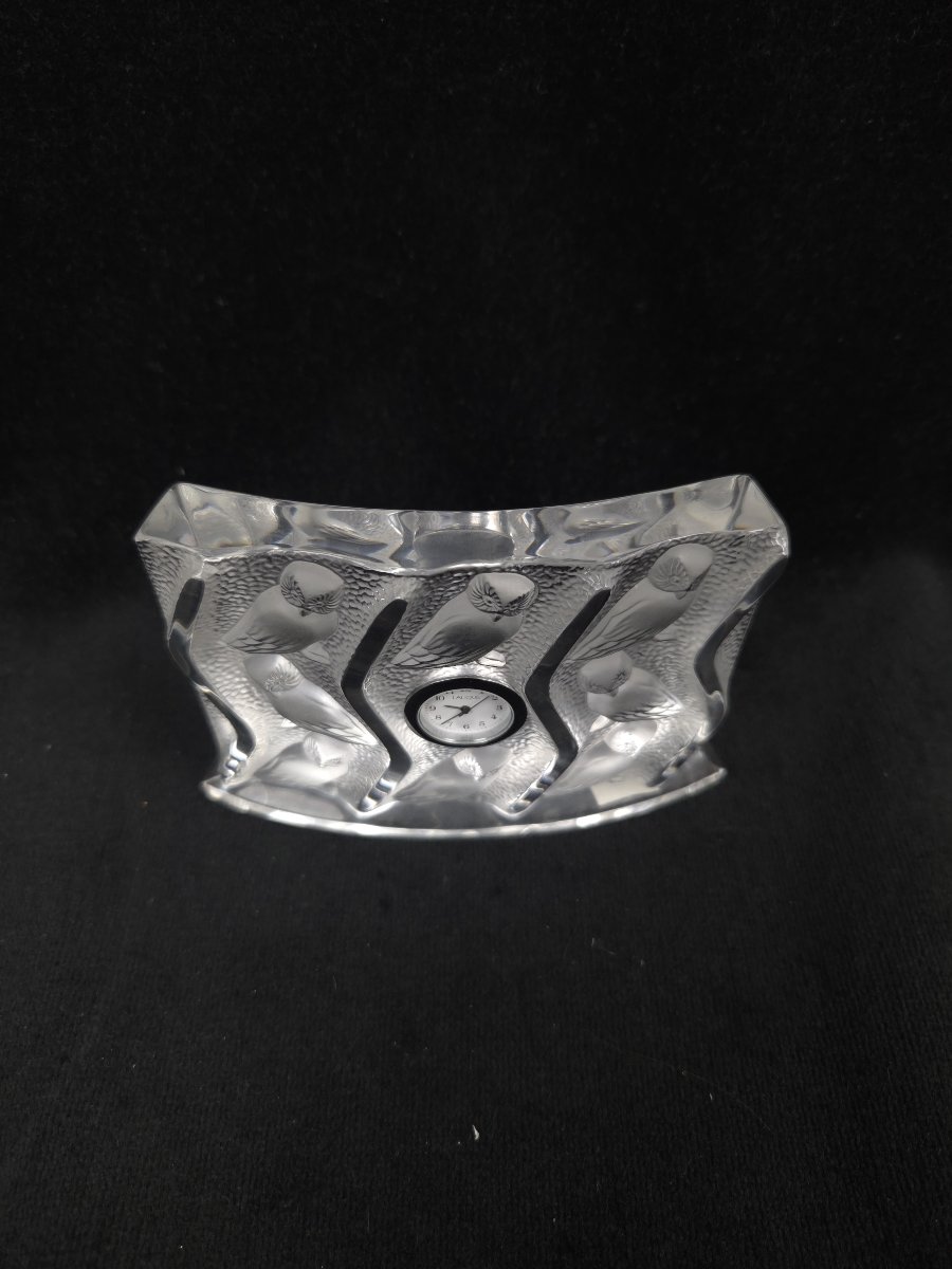 Lalique - Pendulette de bureau - Modèle Chouette en cristal (XXe siècle)-photo-3