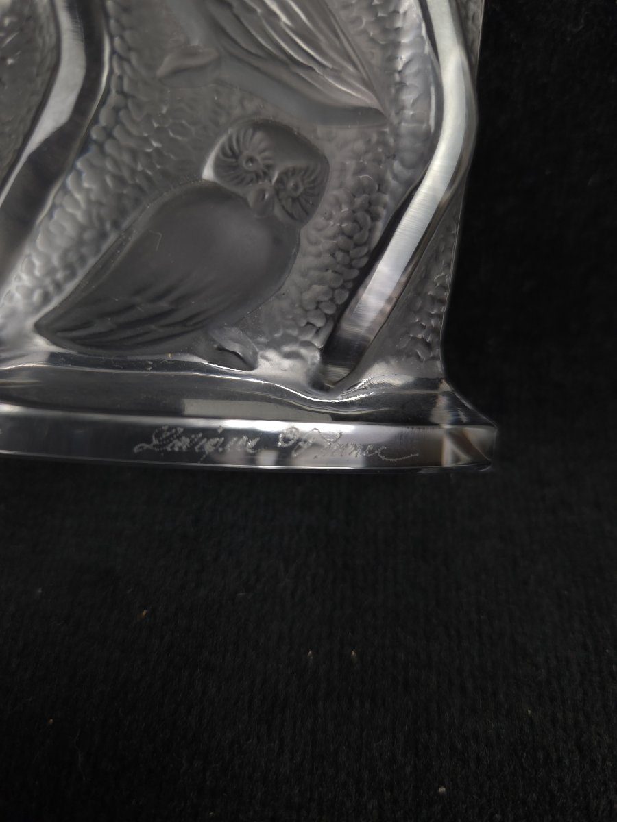 Lalique - Pendulette de bureau - Modèle Chouette en cristal (XXe siècle)-photo-4