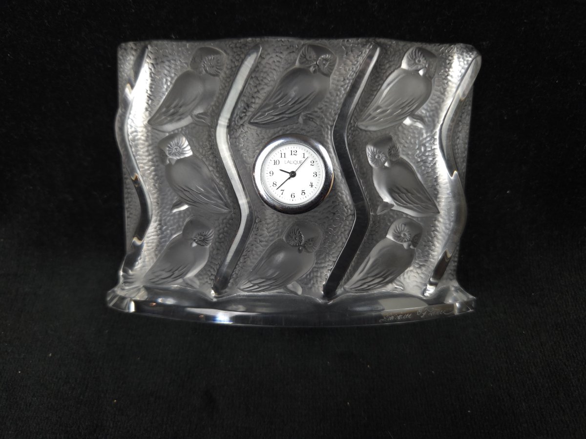 Lalique - Pendulette de bureau - Modèle Chouette en cristal (XXe siècle)-photo-5