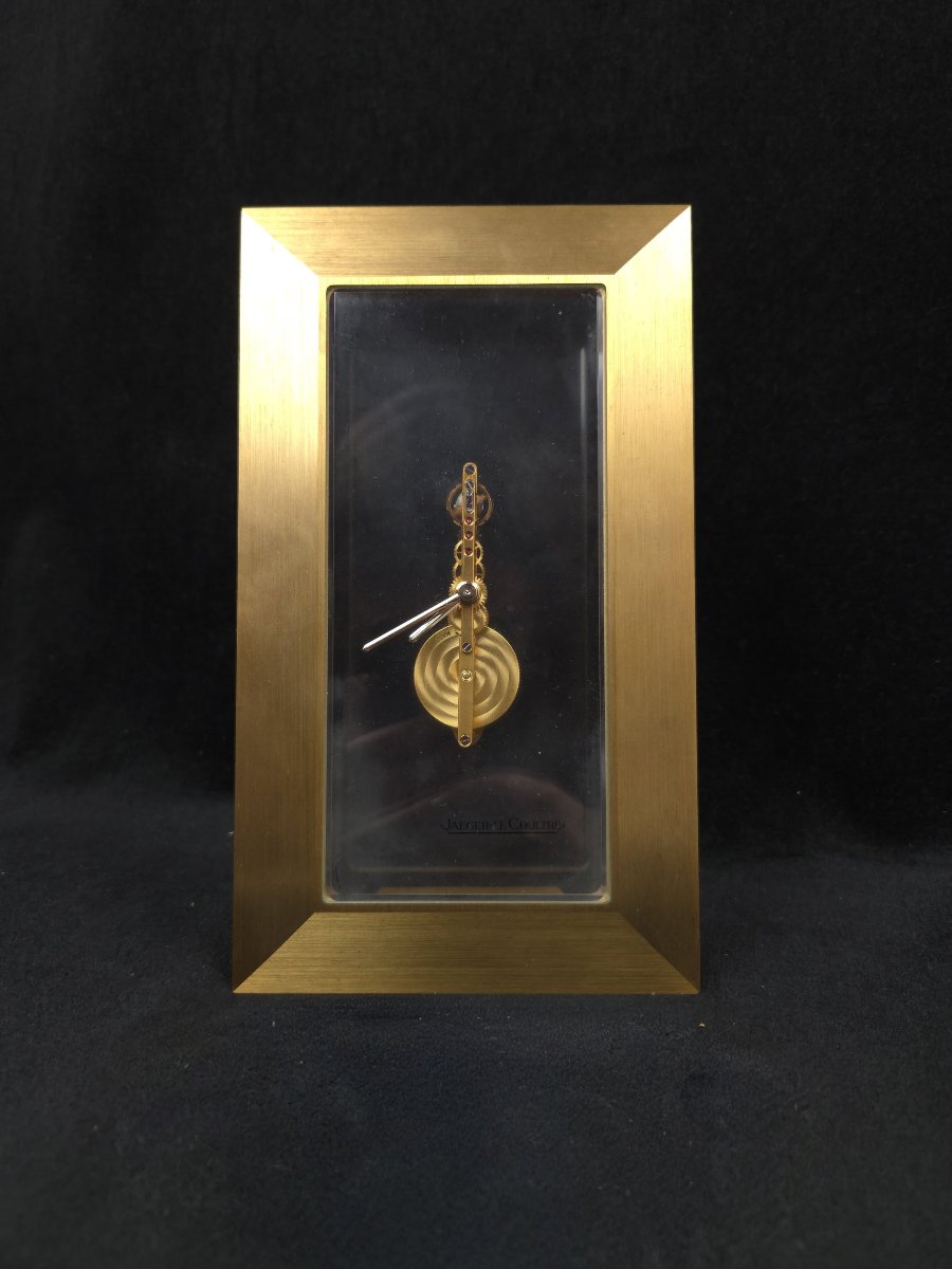 Jaeger-lecoultre - "mysterious" Table Clock With A Brass Frame (20th Century)