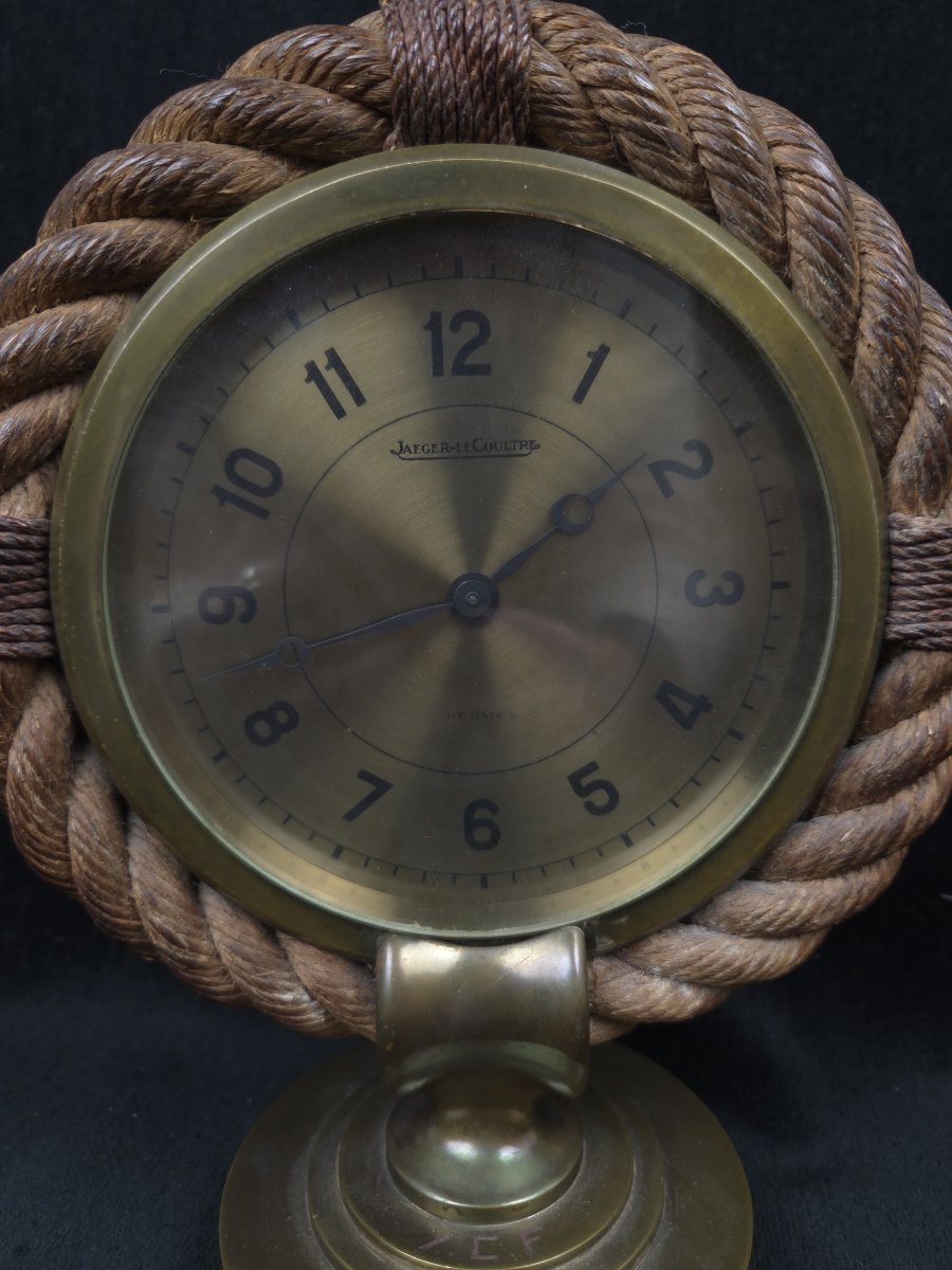 Jaeger-lecoultre & Hermès - Rolselyne III Nautical Desk Clock - Brass And Rope -photo-3