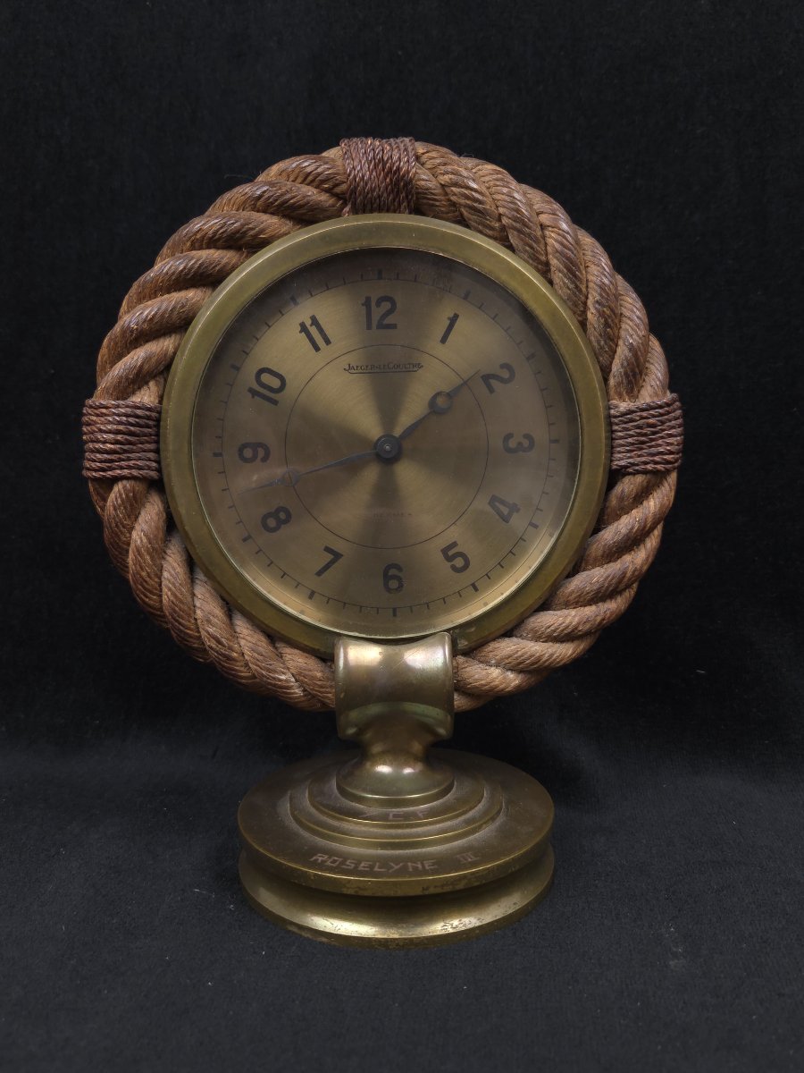Jaeger-lecoultre & Hermès - Rolselyne III Nautical Desk Clock - Brass And Rope -photo-2