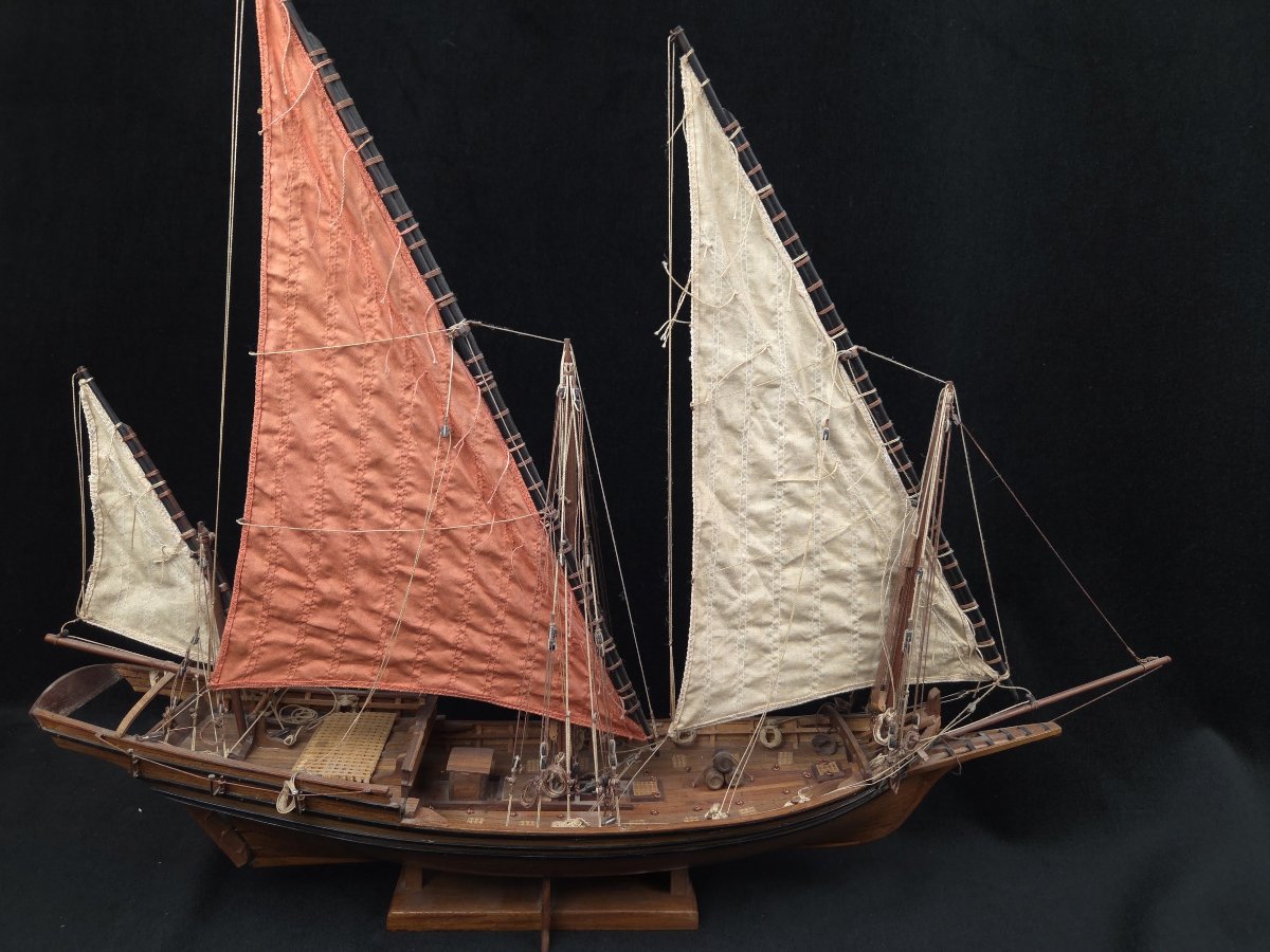 Maquette de navire - Le Chébec de Méditerranée - Gréement à voiles latines -photo-3