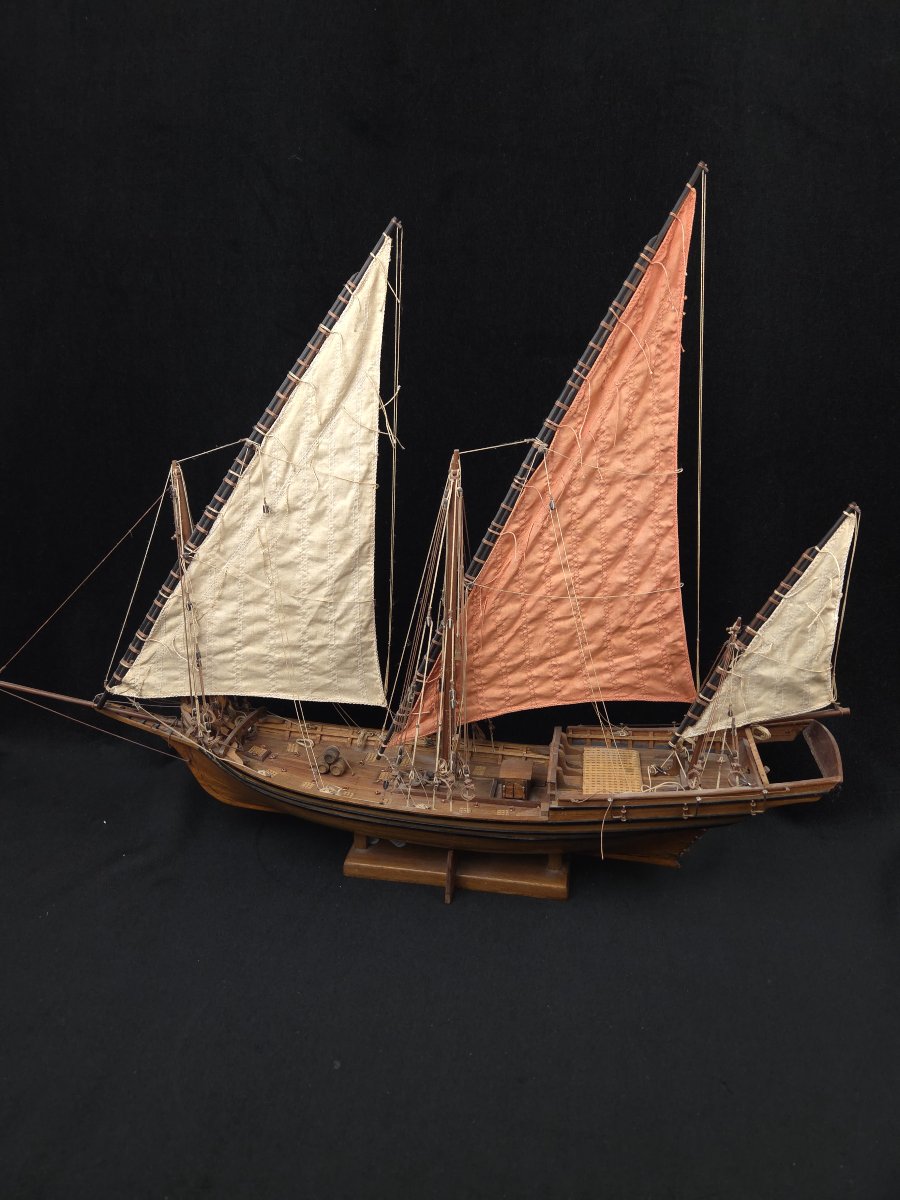 Maquette de navire - Le Chébec de Méditerranée - Gréement à voiles latines -photo-4