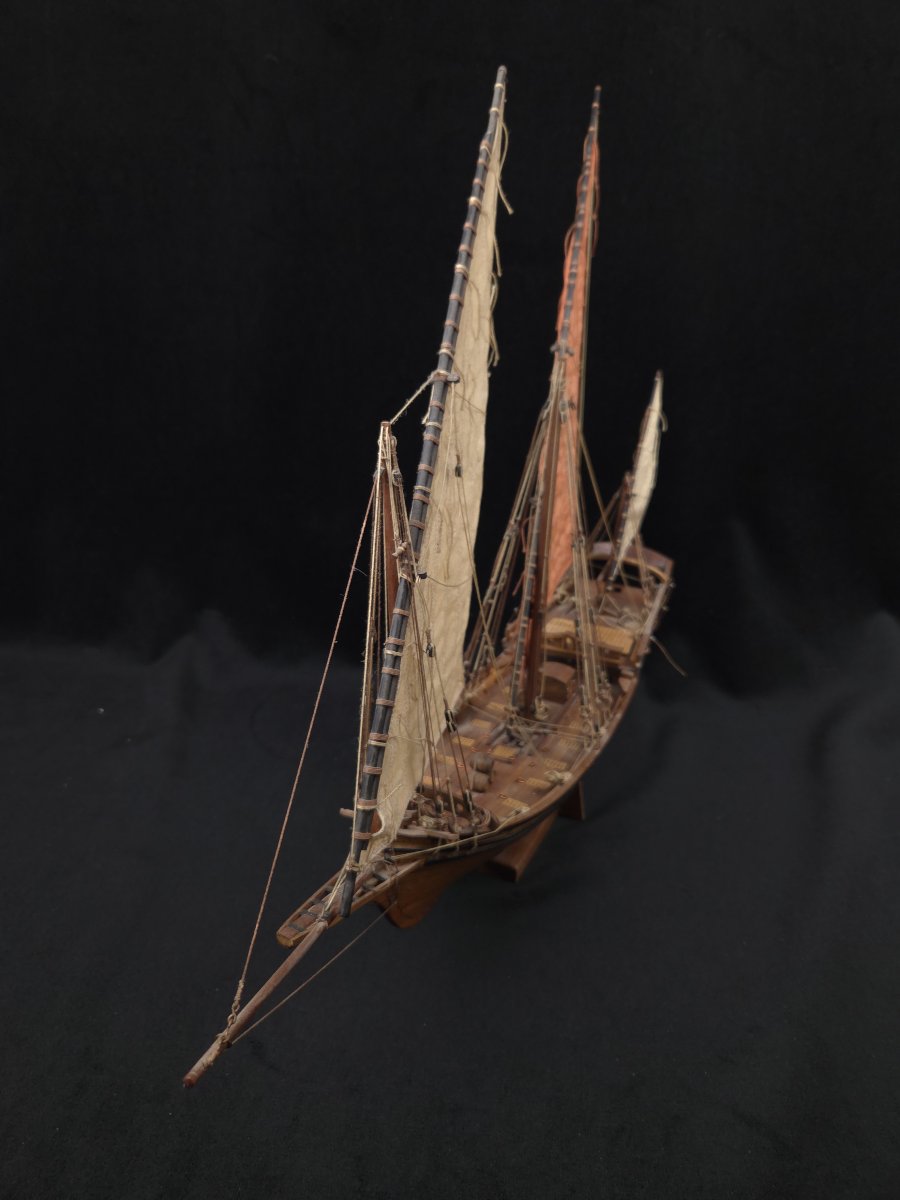 Maquette de navire - Le Chébec de Méditerranée - Gréement à voiles latines -photo-1
