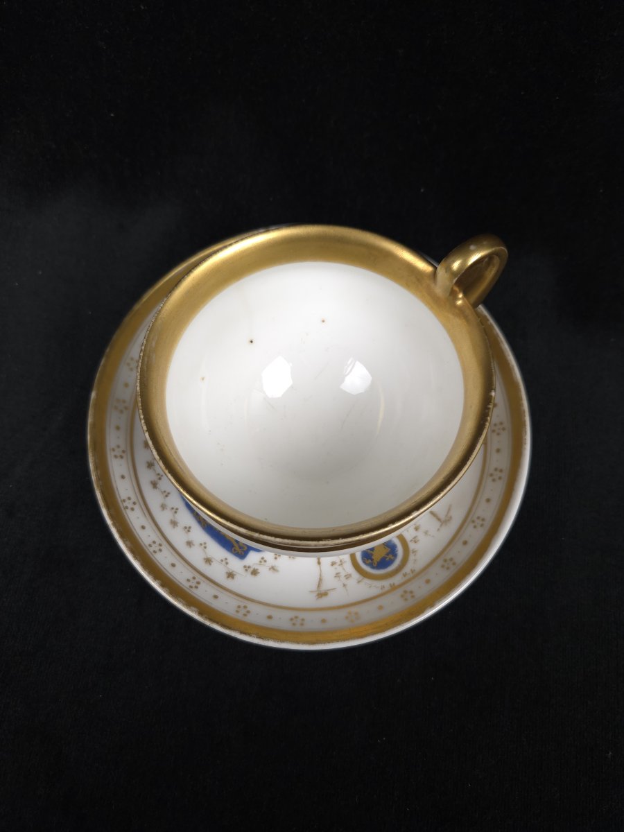 Tasse et sous-tasse en porcelaine - Epoque Empire/Restauration (XIXe siècle)-photo-2
