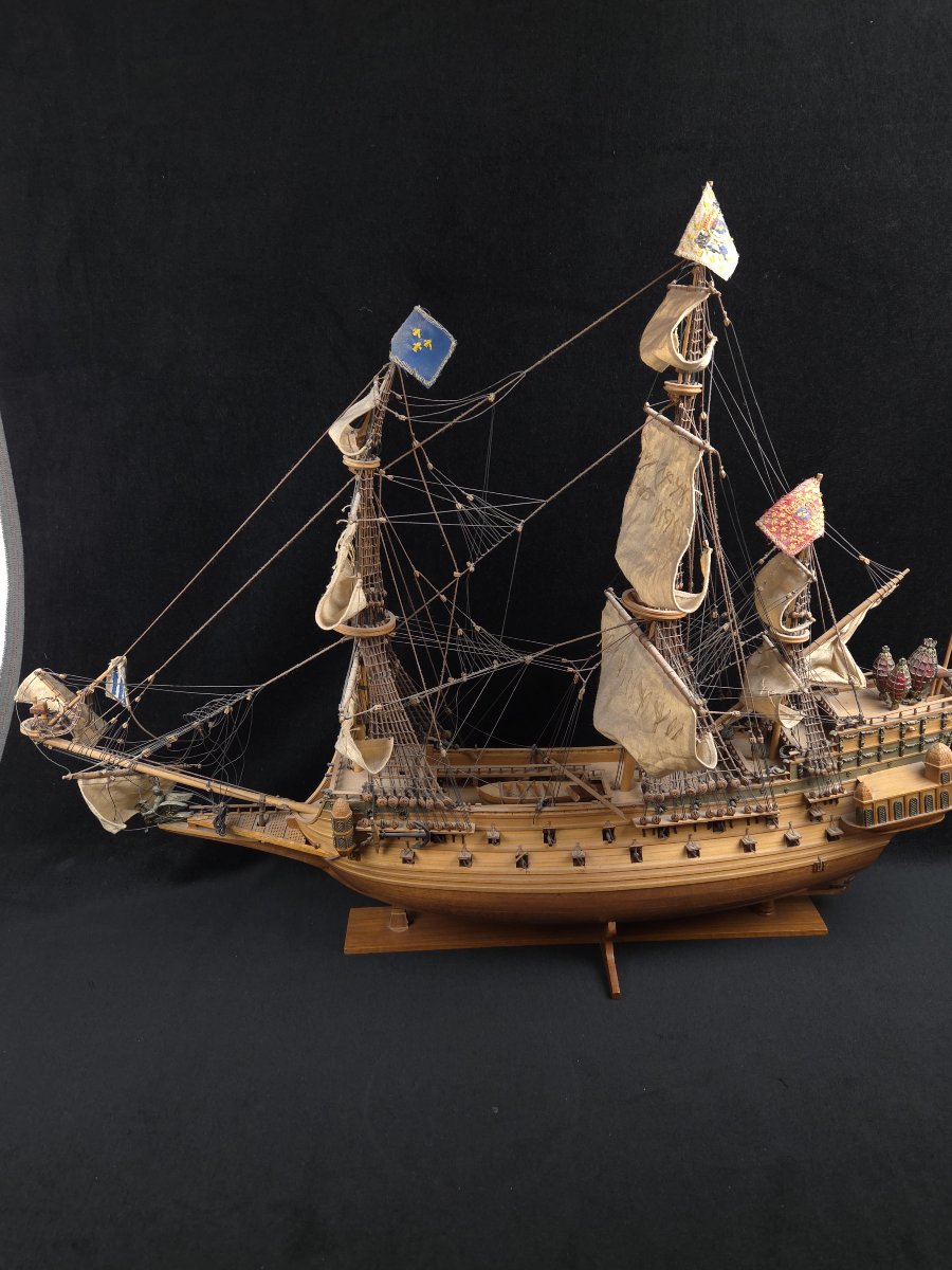 Large Model Of A 17th-century Warship - Royal Three-masted Ship (20th Century)-photo-5