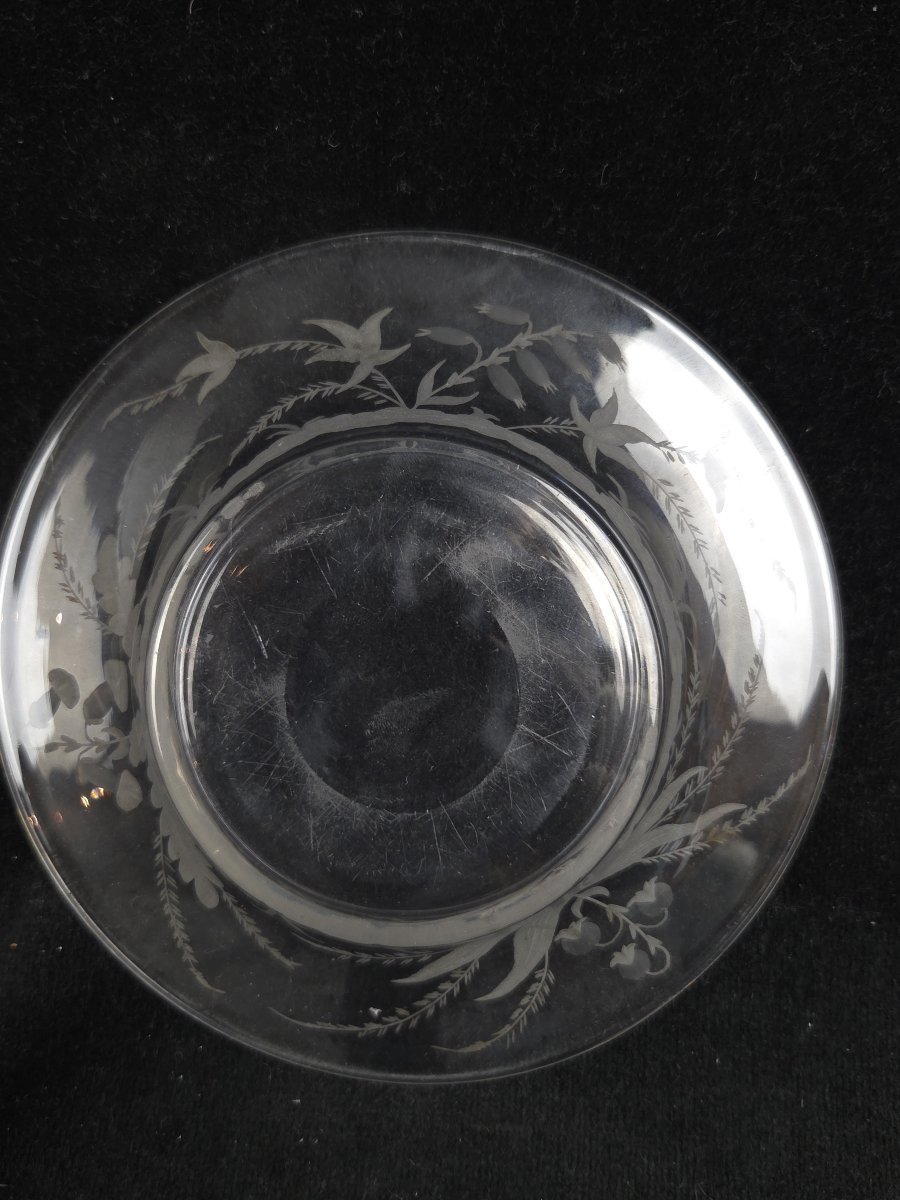 Engraved Glass Night Set / Bedside Set (20th Century)-photo-1