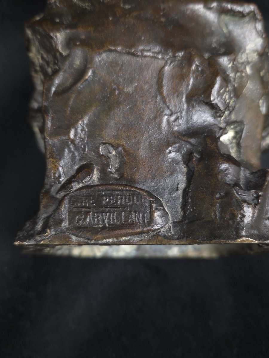 Yvonne Serruys (1873-1953) - Buste d'homme au cigare en bronze -photo-1