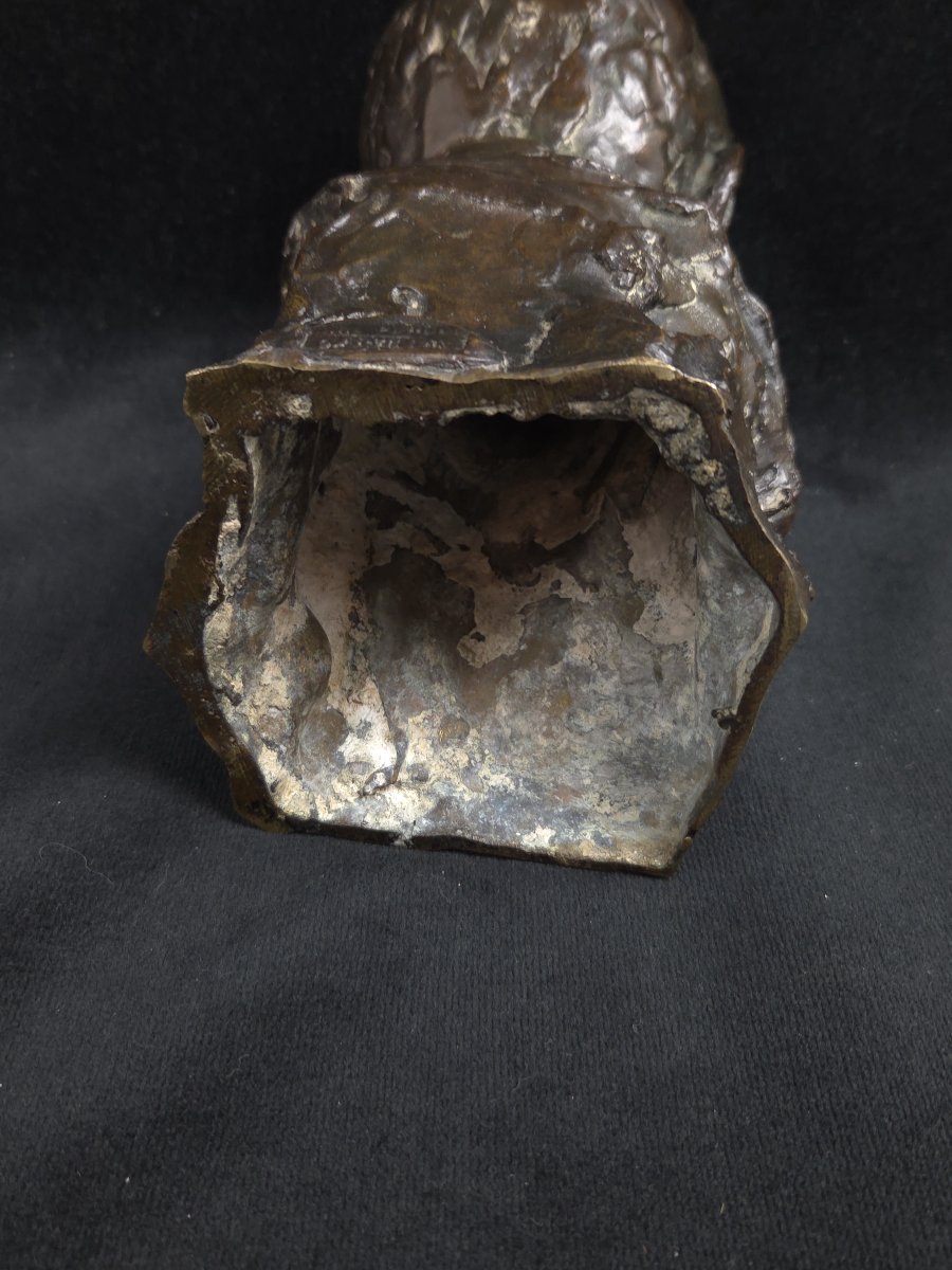 Yvonne Serruys (1873-1953) - Buste d'homme au cigare en bronze -photo-2