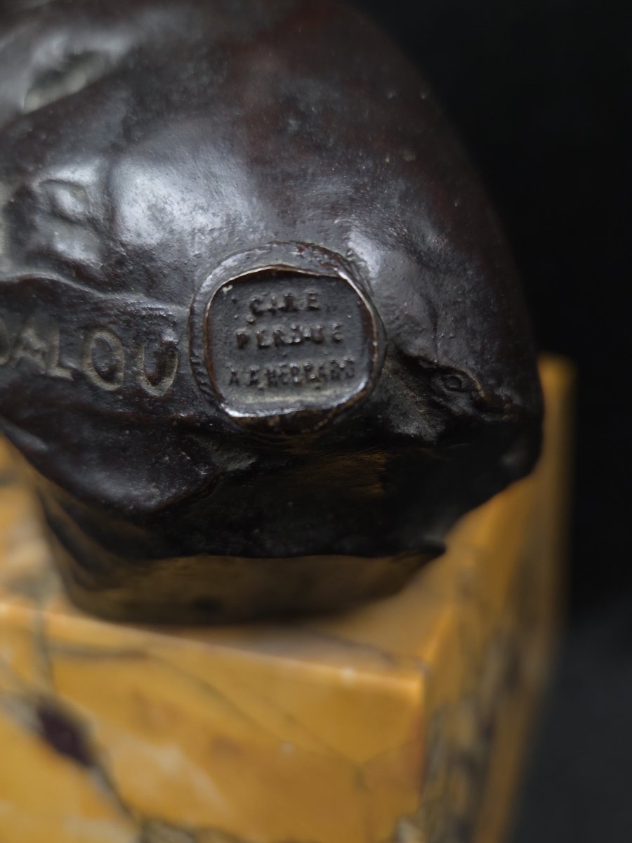 Jules Dalou (1838-1902) - Buste d'enfant endormi en bronze -photo-2