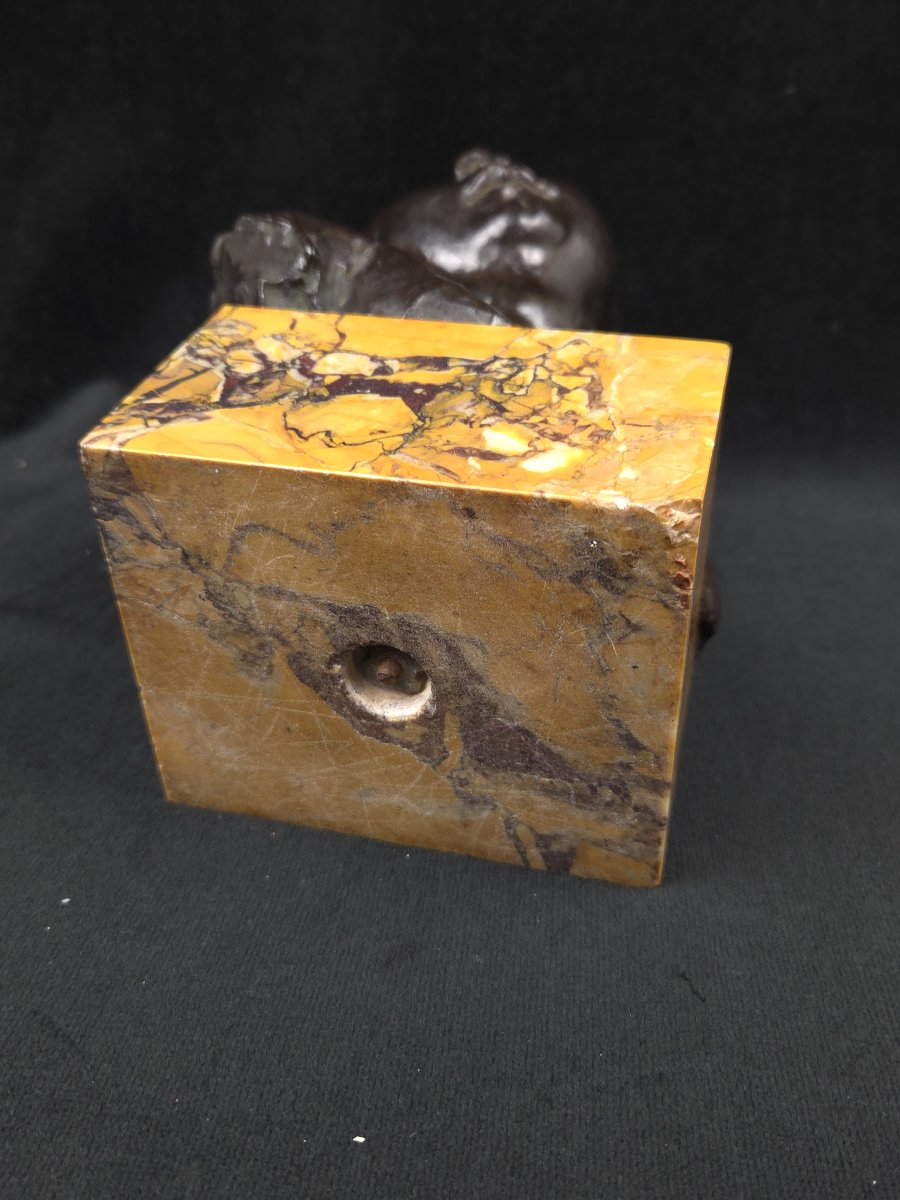 Jules Dalou (1838-1902) - Buste d'enfant endormi en bronze -photo-5