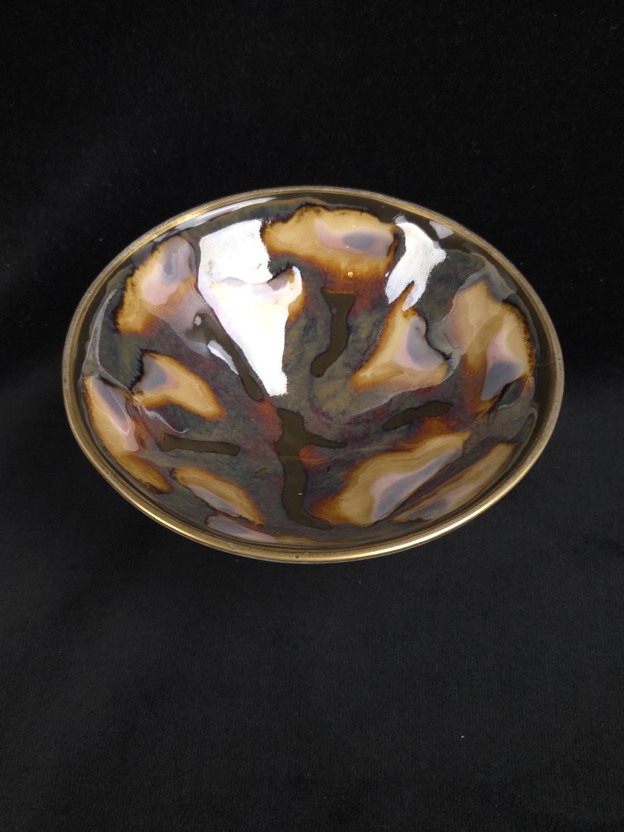 Tharaud (limoges) - Porcelain Tripod Cup With Flamed Glaze (20th Century)-photo-3