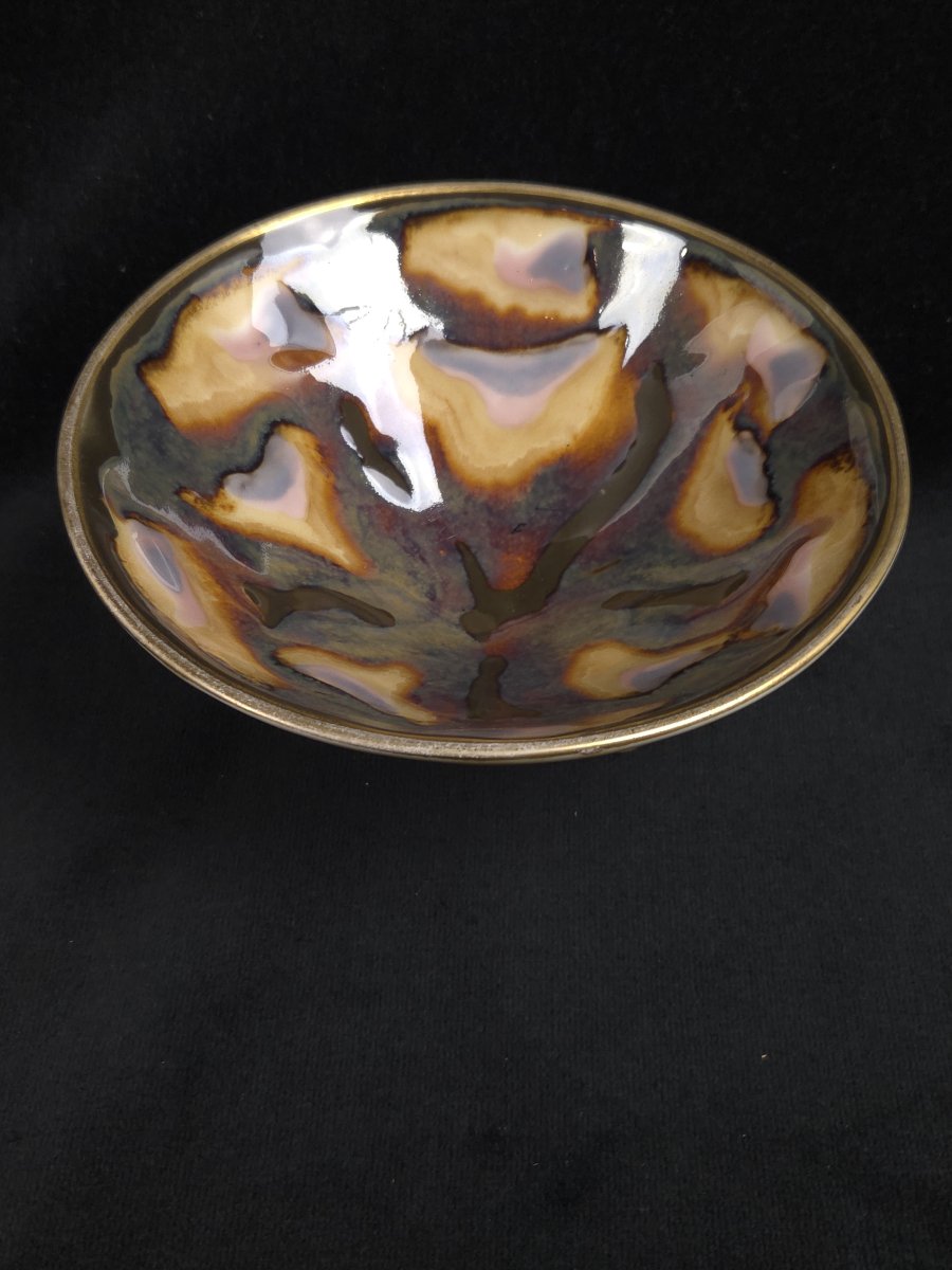 Tharaud (limoges) - Porcelain Tripod Cup With Flamed Glaze (20th Century)-photo-4