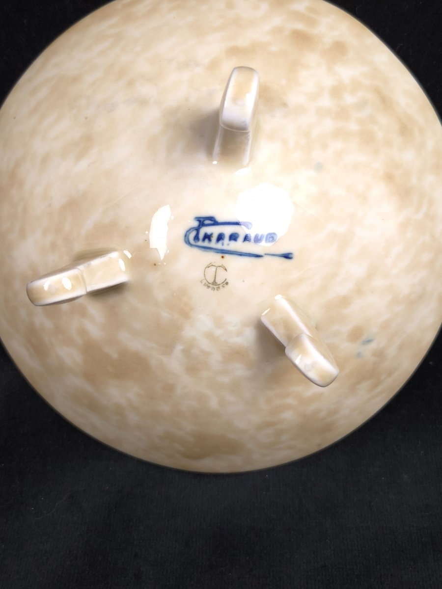 Tharaud (limoges) - Porcelain Tripod Cup With Flamed Glaze (20th Century)-photo-3