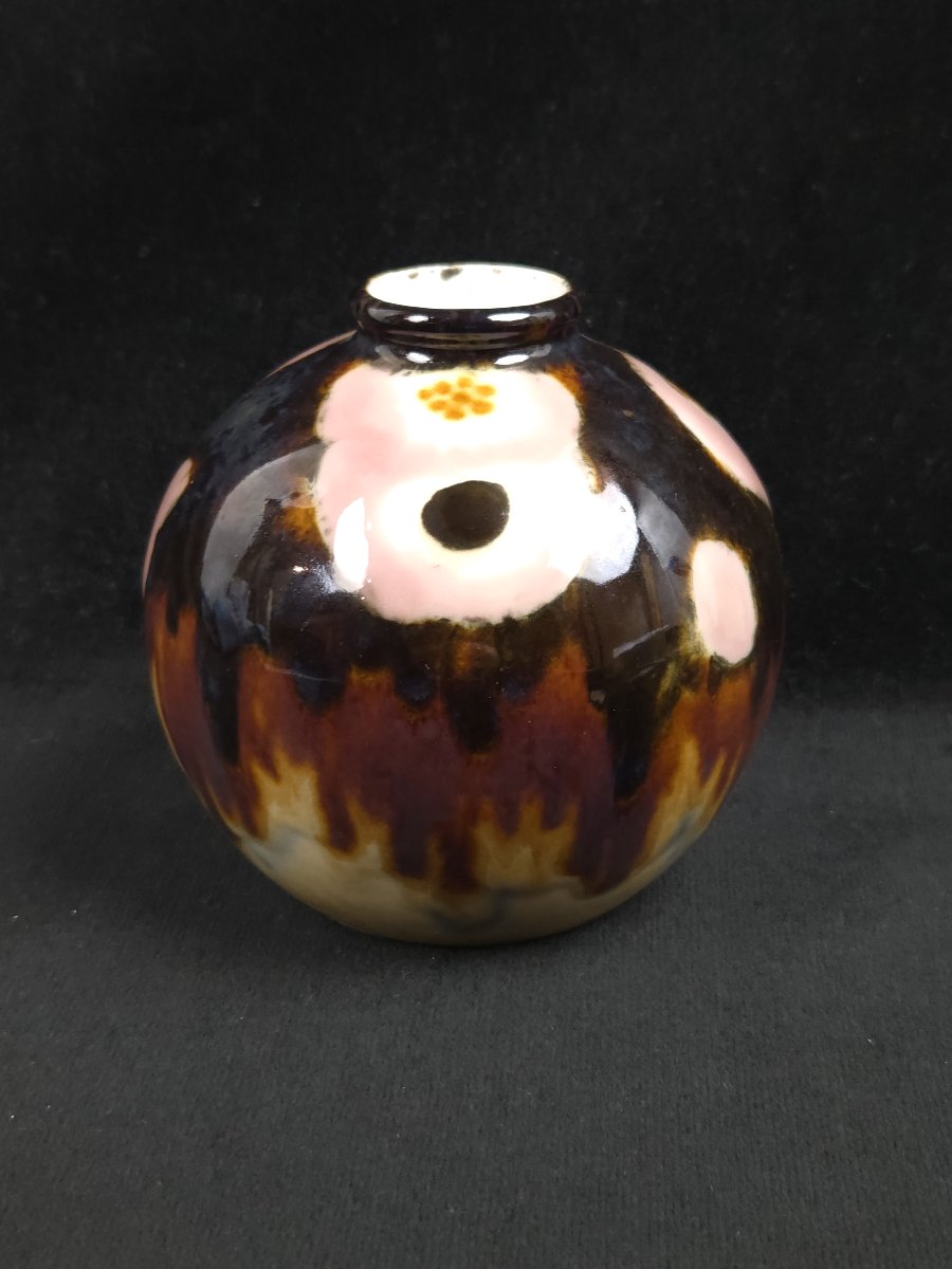 Tharaud (limoges) - Porcelain Ball-shaped Vase (20th Century)-photo-2