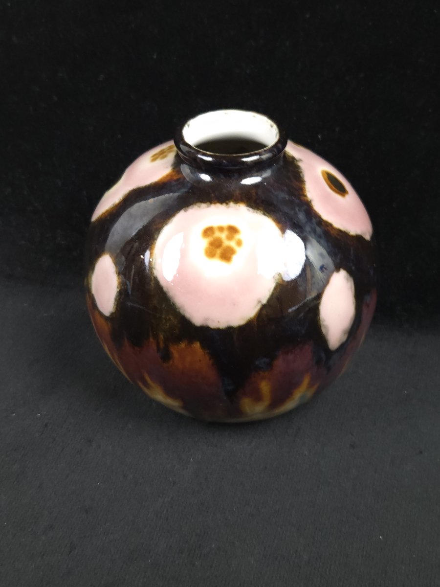 Tharaud (limoges) - Porcelain Ball-shaped Vase (20th Century)-photo-4