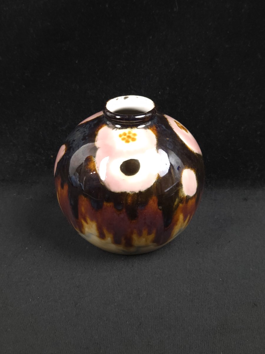 Tharaud (limoges) - Porcelain Ball-shaped Vase (20th Century)