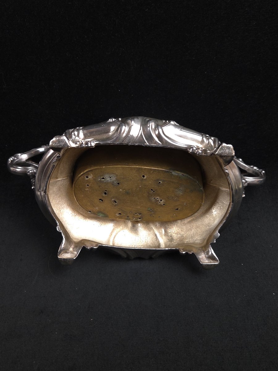 Petite jardinière de table en métal argenté (XIXe siècle)-photo-1
