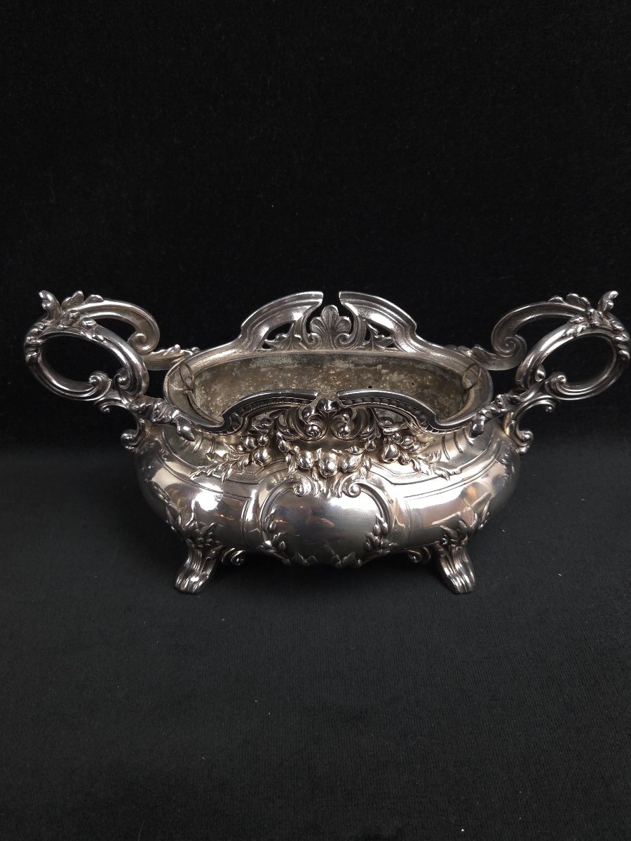 Petite jardinière de table en métal argenté (XIXe siècle)