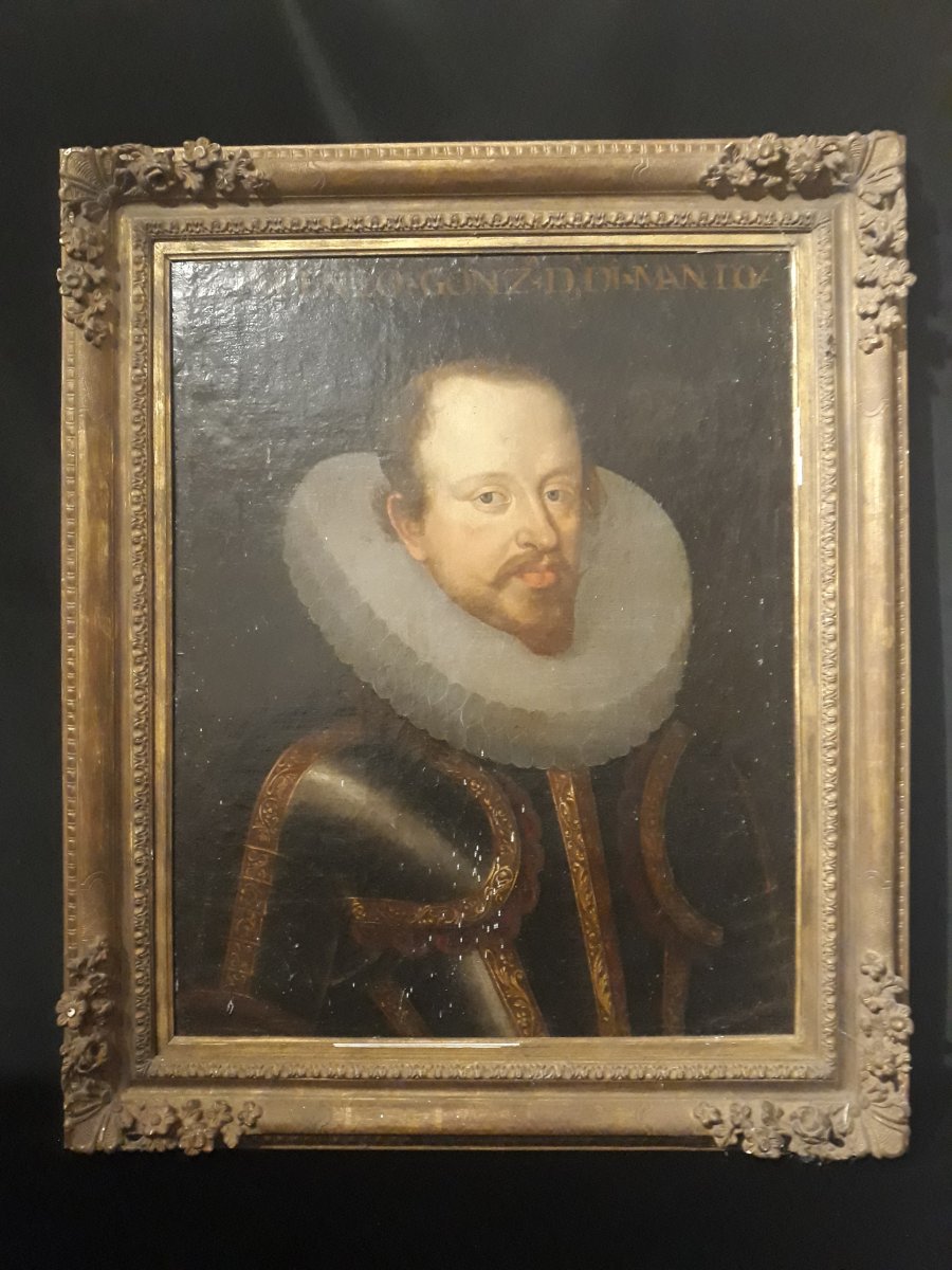 Portrait du Duc de Mantoue en armure- Entourage de Pourbus Le Jeune - XVIIe- Huile Sur Toile -photo-2