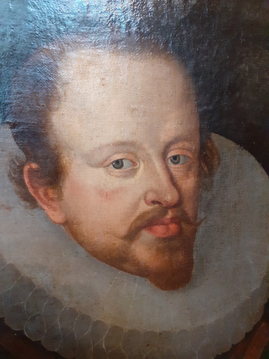 Portrait du Duc de Mantoue en armure- Entourage de Pourbus Le Jeune - XVIIe- Huile Sur Toile -photo-4