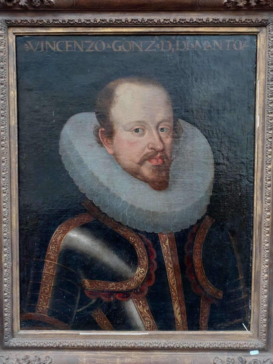Portrait du Duc de Mantoue en armure- Entourage de Pourbus Le Jeune - XVIIe- Huile Sur Toile -photo-5